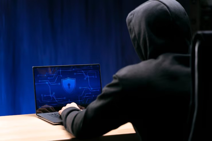 A man using a laptop displaying a secure lock icon as part of an immediate phishing response